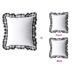 Sublimation Pillow Covers Blanks Heat Transfer Printed Plaid With Ruffled Lace