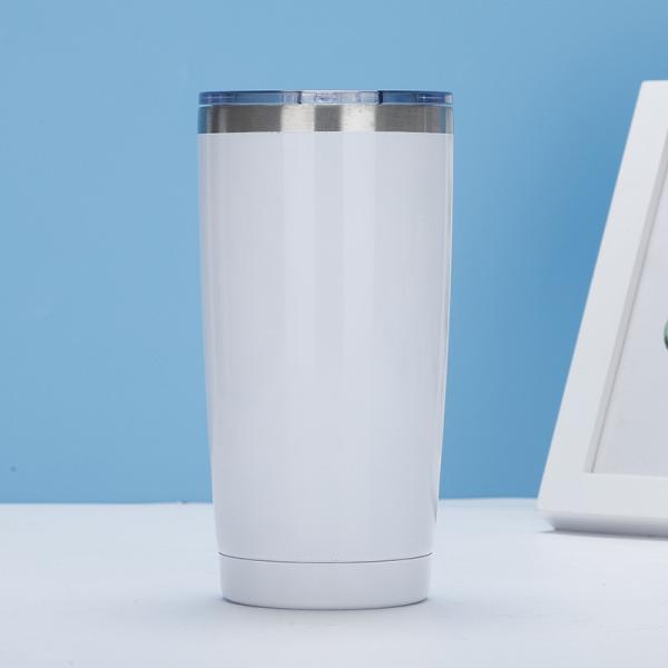 20oz Stainless Steel Double Wall Vacuum Insulated Tumblers With Lid And Straw For Hot Cold Drinks White