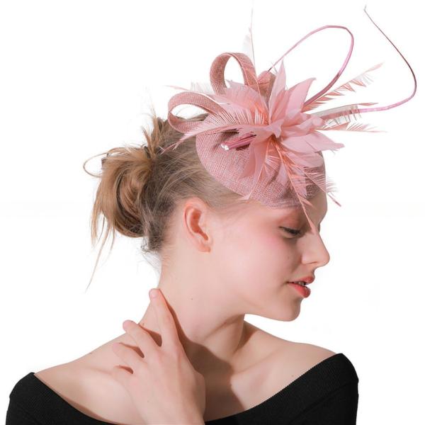 Express Shipping Sinamay Base and Feather Fascinator Hat with Chicken Feather