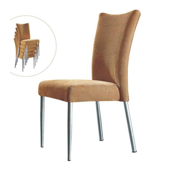 YALEESON Stackable Light Coffee Upholstery Dining Chair for Restaurant