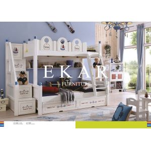 China Double bed with guardrail Double-deck Children Bed on sale