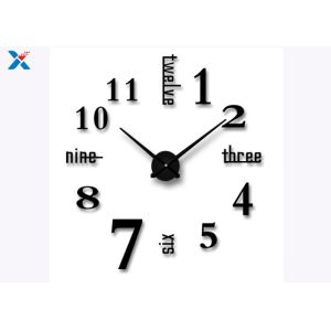 Decoration 3D Acrylic Wall Clock , Large Sticker Wall Clocks For Bedroom /