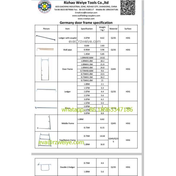 Rama steel Baumann Mostostal Frame Scaffolding System 2.00m x 0.73 m