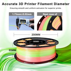 Iboss 3D Printer Filament 1.75 PLA+Silk Peach Rainbow 1.75millimeter Toughness