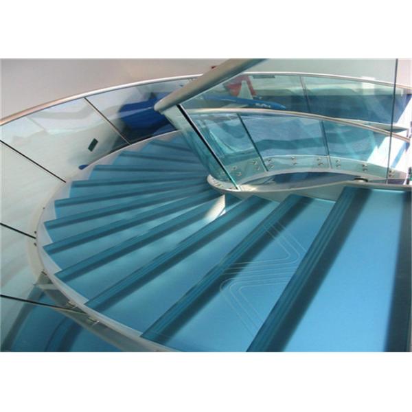 Standoff Glass Balustrade Curved Oak Staircase Painted Finish For Building Hotel