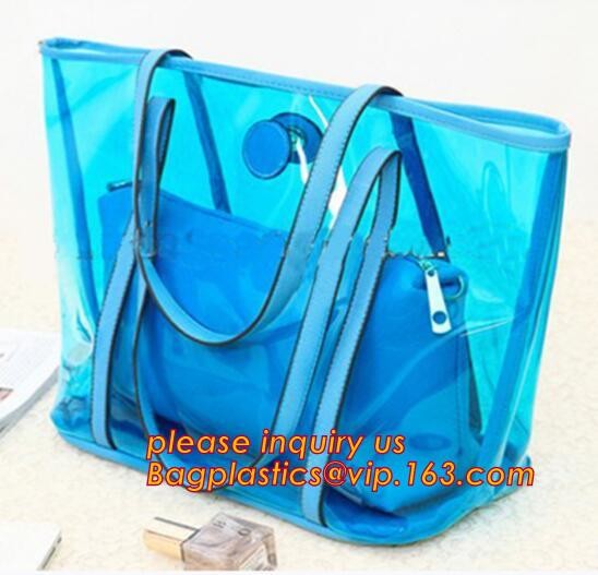 Buy Large Clear Tote Bags PVC Beach Lash Package Tote Shoulder Bag with Interior Pocket, beach lash package tote at wholesale prices
