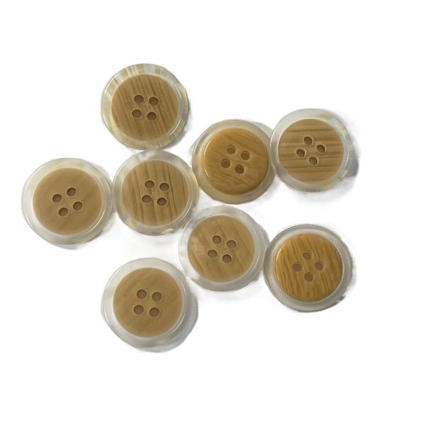 Polyester Fake Wooden Buttons With Transparent Rim Use On Coat