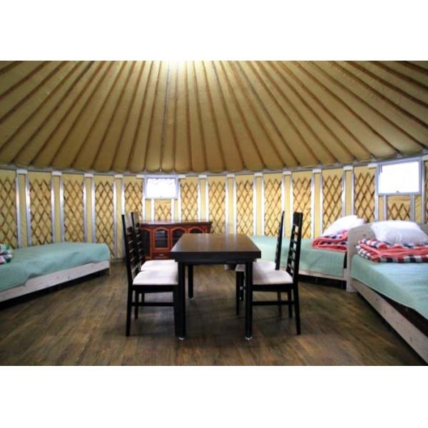 Luxury White Traditional Mongolian Yurt Tent Aluminum And Bamboo Structural