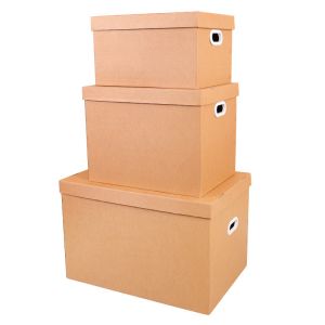 Heavy Duty Moving Kit Extra Thick Kraft Storage Boxes With Lids Built In Handles