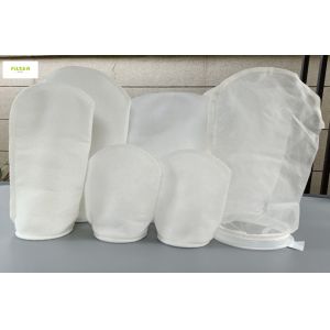 Polypropylene Polyester 100 Micron Filter Bag With Hot Melt / Sewing Thread