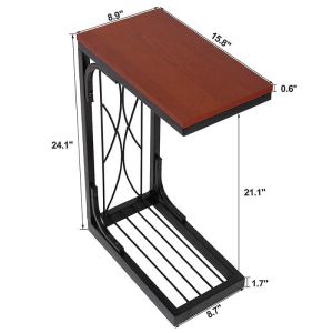 C-shaped Snack Table, Small Side Table, Heavy Duty Side Table, Rustic End Table,