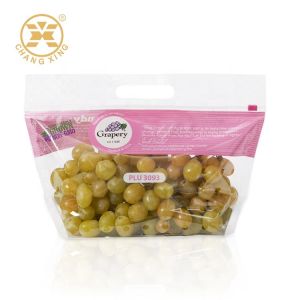 Grape Antifog Handle Transparent Stand Up Pouch With Zipper VMPET Fresh Fruit