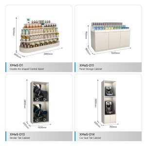 Maternity Store Cream Colored Wooden Cabinet with LED Light Strip for Store