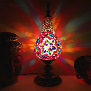 Turkish Mosaic Table Lamp Mediterranean Retro Stained Glass industrial table