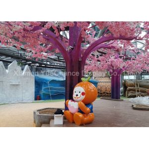 Outdoor Part Shopping Centre Decorations Fiberglass Statue Orange Cartoon
