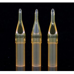 Plastic Disposable Tattoo Needle Tips , Flat / Round Open Tattoo Tip Set Yellow