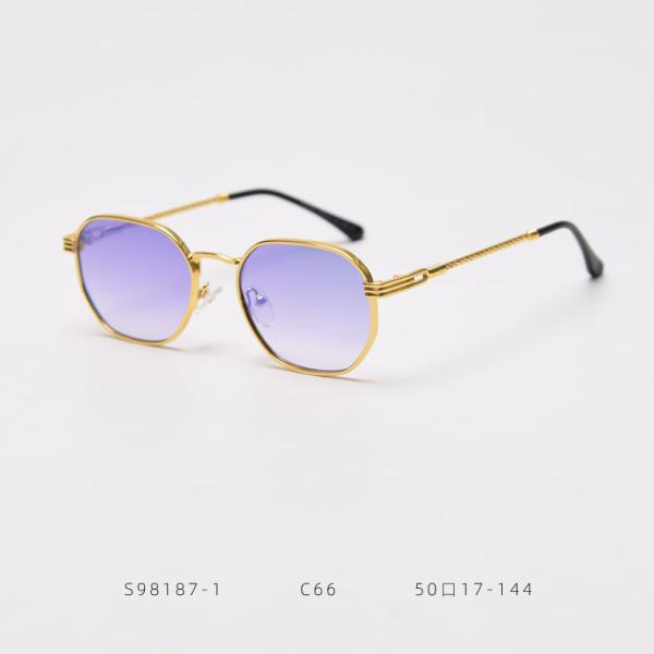 Men Women Polygon Frame Sunglasses Reflective Personality Small Frame Plain Lens Glasses