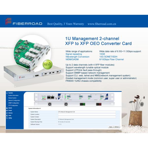 1U Management 2 Channels XFP To XFP OEO Optical Media Converter Card
