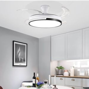 Metal LED Ceiling Light With Fan Acrylic Retractable Blades