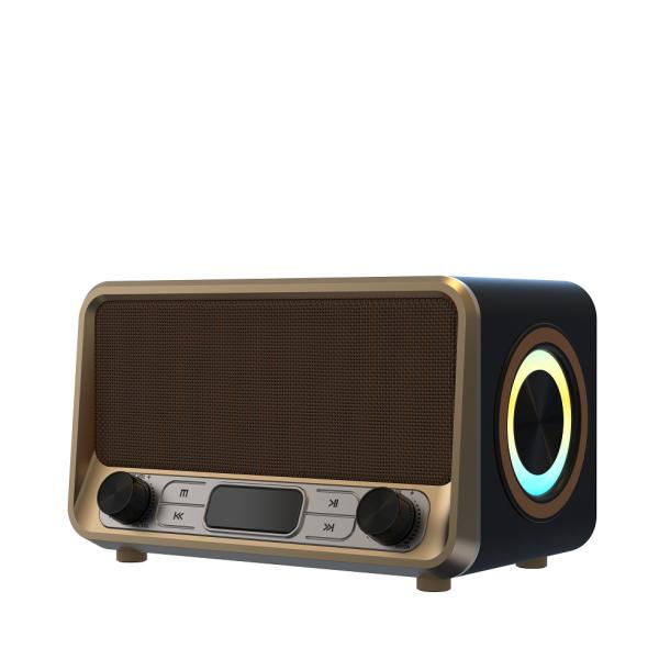 Multifunctional Wireless Speaker Wood And Metal Construction Bluetooth 5.0 USB TF AUX TWS FM Radio RGB LED Lights LED Display