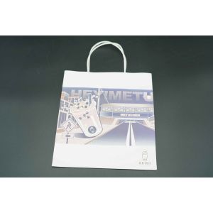 White Unique Custom Printed Paper Bags Recyclable Extra Large Bottom