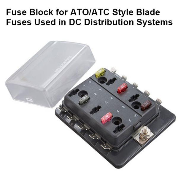 Automotive 10 Circuit Way ATO ATC Style Blade Fuse Block For Car Boat RV
