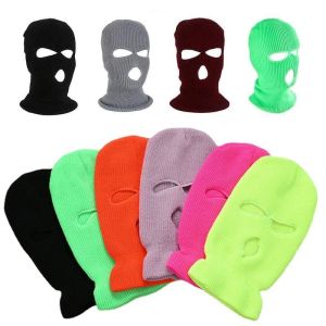 Full Face Cover Three Hole Knitted Mask Beanies Hat Balaclava Tactical Cycling