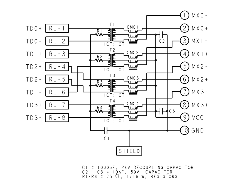 1-1840860-4 2X6 RJ45 ICMs with 1500Vrms Isolation Voltage for 60s