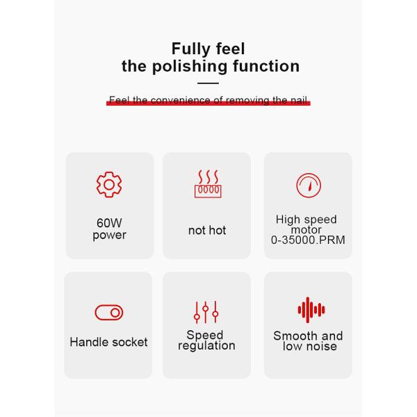 Low Vibration 35000RPM Electric Nail Drill for Nail Salon by Lugx Remove Nail Polish