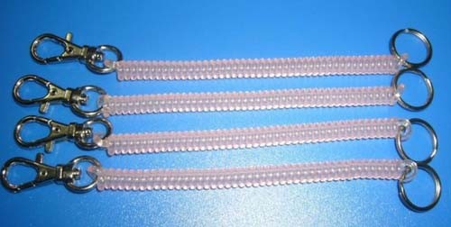 Plastic Expandable Coil Key Holders Translucent Colors Thumb Hook and Small