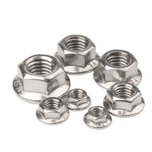 304 M8 Hex Lock Din6923 Self Locking Hexagon Flange Nut with Plain Surface