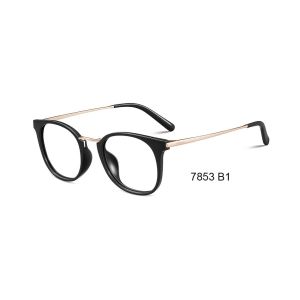 Plastic Flexible Optical Glasses Frames Metal Temple Square Eyeglasses Frames