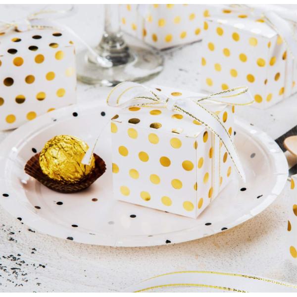 Gold And Sliver Stamping Christmas Gift Box With Ribbon Luxury Style