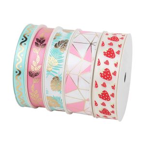 Quality Colorful Fresh Christmas Gift Flower Birthday Cake Wrapping Printing Satin Polyester Ribbon for sale