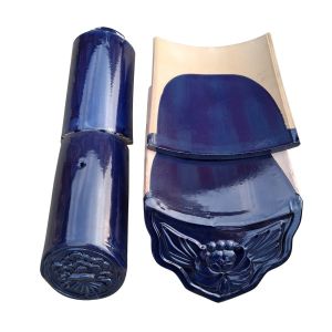 Chinese Style Roof Tiles Decoration Cobalt Blue Ceramic Roofing Tiles