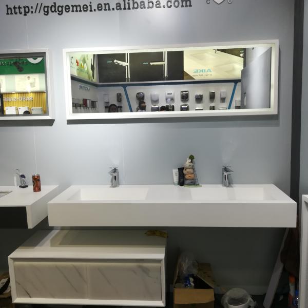 Buy Modern Bathrooms Double Bowl Wall Hung Basin Bathroom Vanity Sink at wholesale prices
