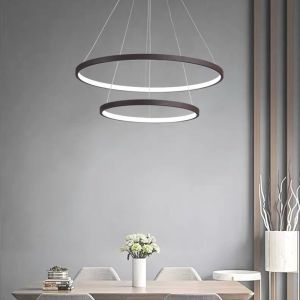 Metal Acrylic Aluminum Modern Pendant Light LED Ring Chandeliers Simple