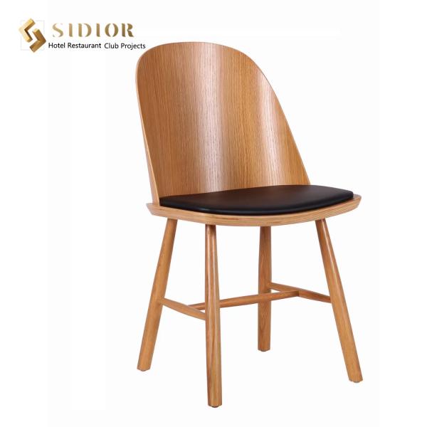 Buy Stackable Wood Upholstered Dining Chairs Ergonomically OEM ODM at wholesale prices