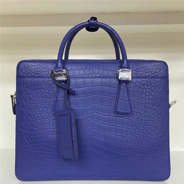 Authentic Crocodile Belly Skin Matt Finish Navy Blue Businessmen Briefcase Purse Genuine Alligator Leather Male Handbag
