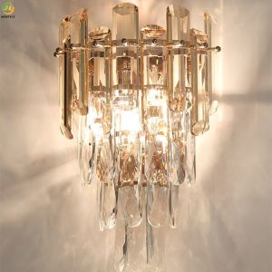 Electroplating Crystal Modern Wall Light E14 For Bedroom / Living Room