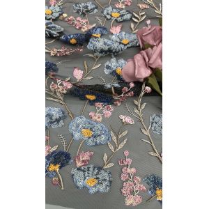 Sequin Embroideded Lace Fabric Elegant Mesh Customized New Collection Fabric