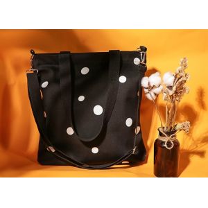 China Black 30x40cm Cotton Tote Bags Bulk With Adjust Long Strap on sale