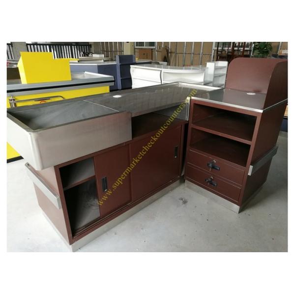Buy Stainless Steel Supermarket Checkout Counter / Store Non Electric Cashier Desk at wholesale prices