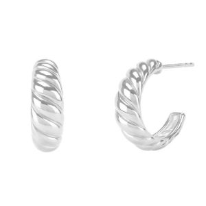 Croissant Dome Hoop Earrings 18K Gold Plated Silver Croissant Dome Hoops