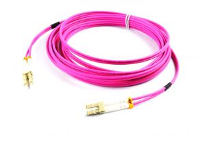 China OM4 Fiber Optic Patch Cord 50 / 125 LSZH Jacket 3.0mm Purple For Test Equipment on sale