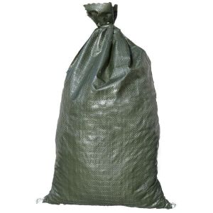 Woven Polypropylene PP Sand Bag Green Hemmed Top With Tie