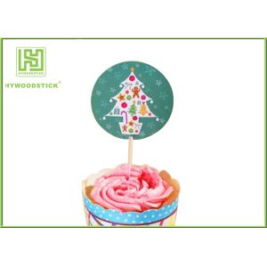 Holiday Chocolate Cake Decoration Toppers Christmas Cupcake Picks CMYK Colors