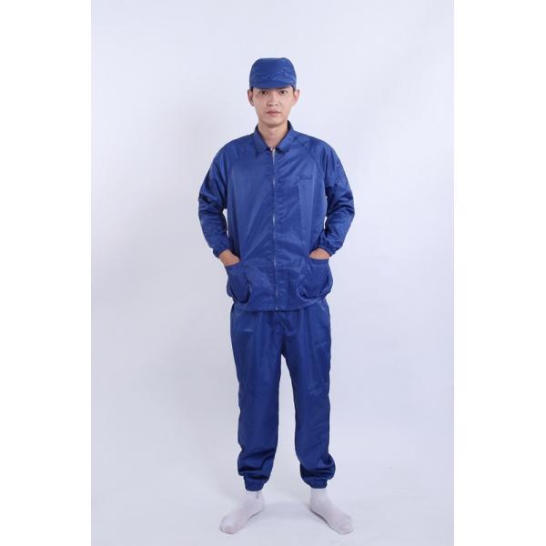 Anti-Static Notched Collar Separates Top Pants Cleanroom Approved For Controlled Environments In White / Blue / Pink / Black