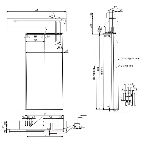 220v - 250v Voltage Elevator Door Operator 600mm - 2000mm Opening VVVF Control