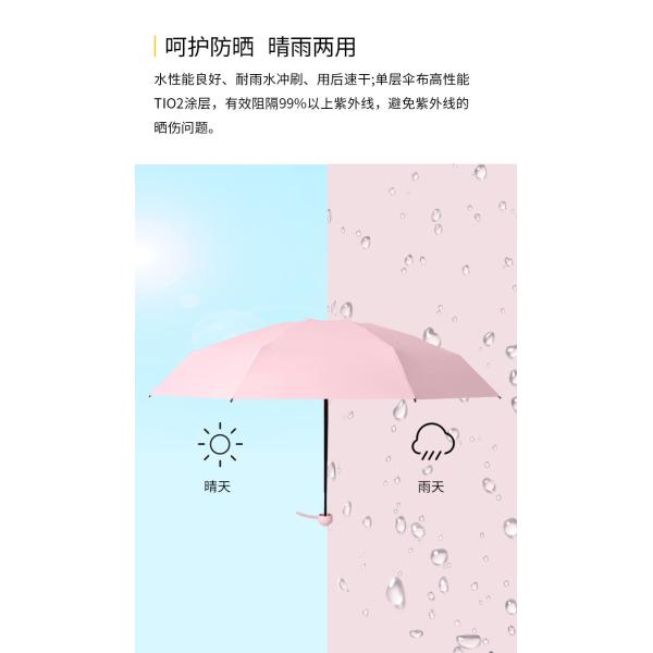 Small Capsule 96cm Diameter 5 Folding Umbrella 8 Panels Anti UV Ultra Light
